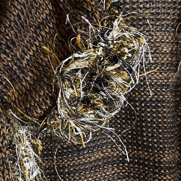 Vintage Rico Womens Knit Cardigan Sweater Brown Fringed Hem sleeve fringe Medium - Picture 7 of 7